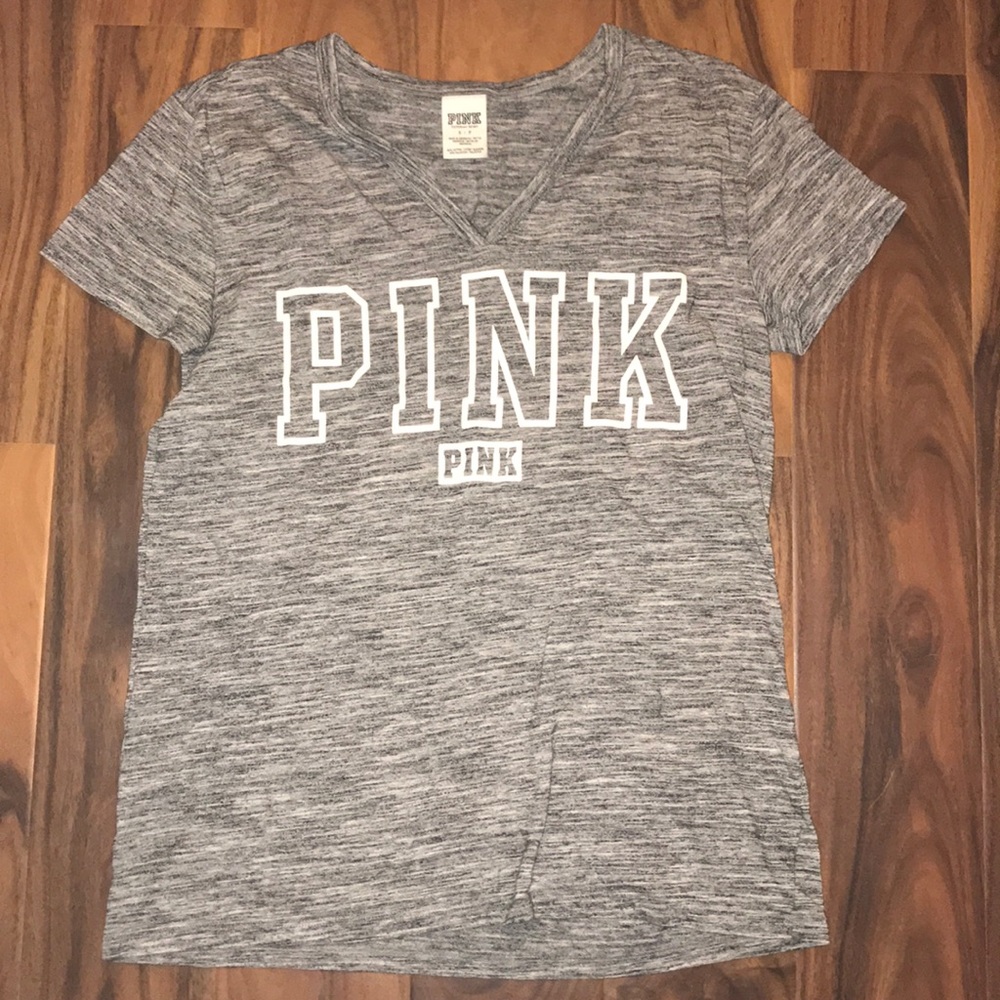 Athletic gray V-neck pink by Victoria’s Secret Tee